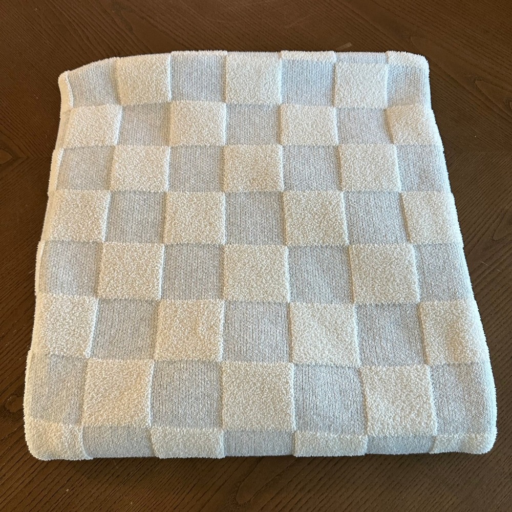 Barefoot Dreams CozyChic Checkered Throw Blanket Cream Gray 60x72